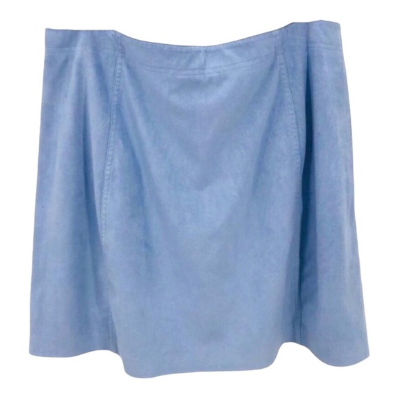 4/$45 BELLE SKY Vintage Pale Blue Sueded Look Flared Mini Length Skirt Curvy 14 - Picture 2 of 7
